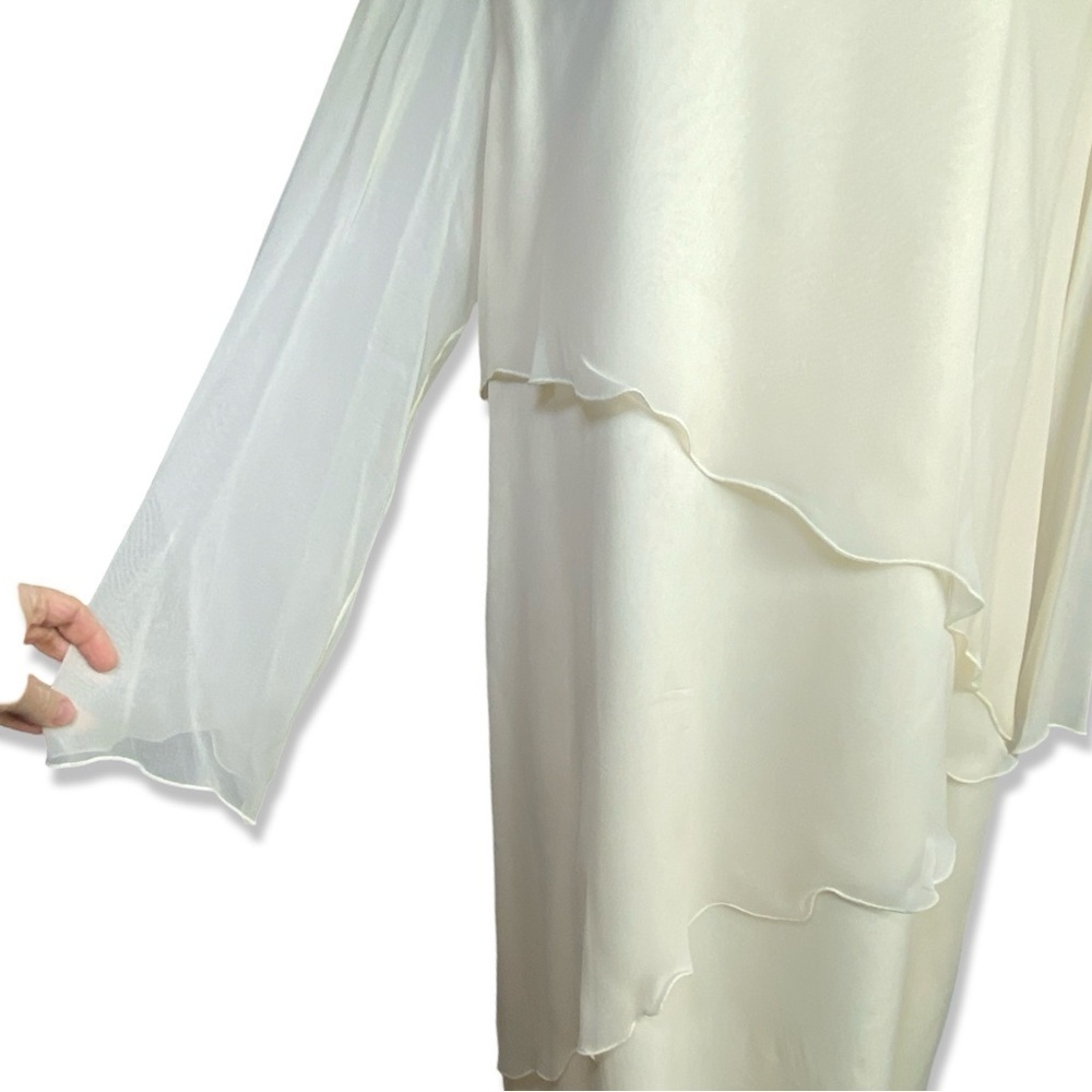 ⭐️VINTAGE Holly Harp for Bergdorf Goodman Silk Chiffon 70s Tiered Shift Dress - Picture 12 of 14